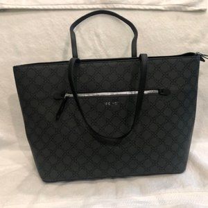 Nine West Black Vinyl Zippered Tote
